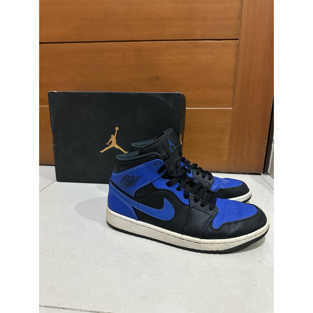 NIKE AIR JORDAN 1 MID BLACK/HYPER ROYAL-WHITE NOIR/BLANC/ROYAL HYPER