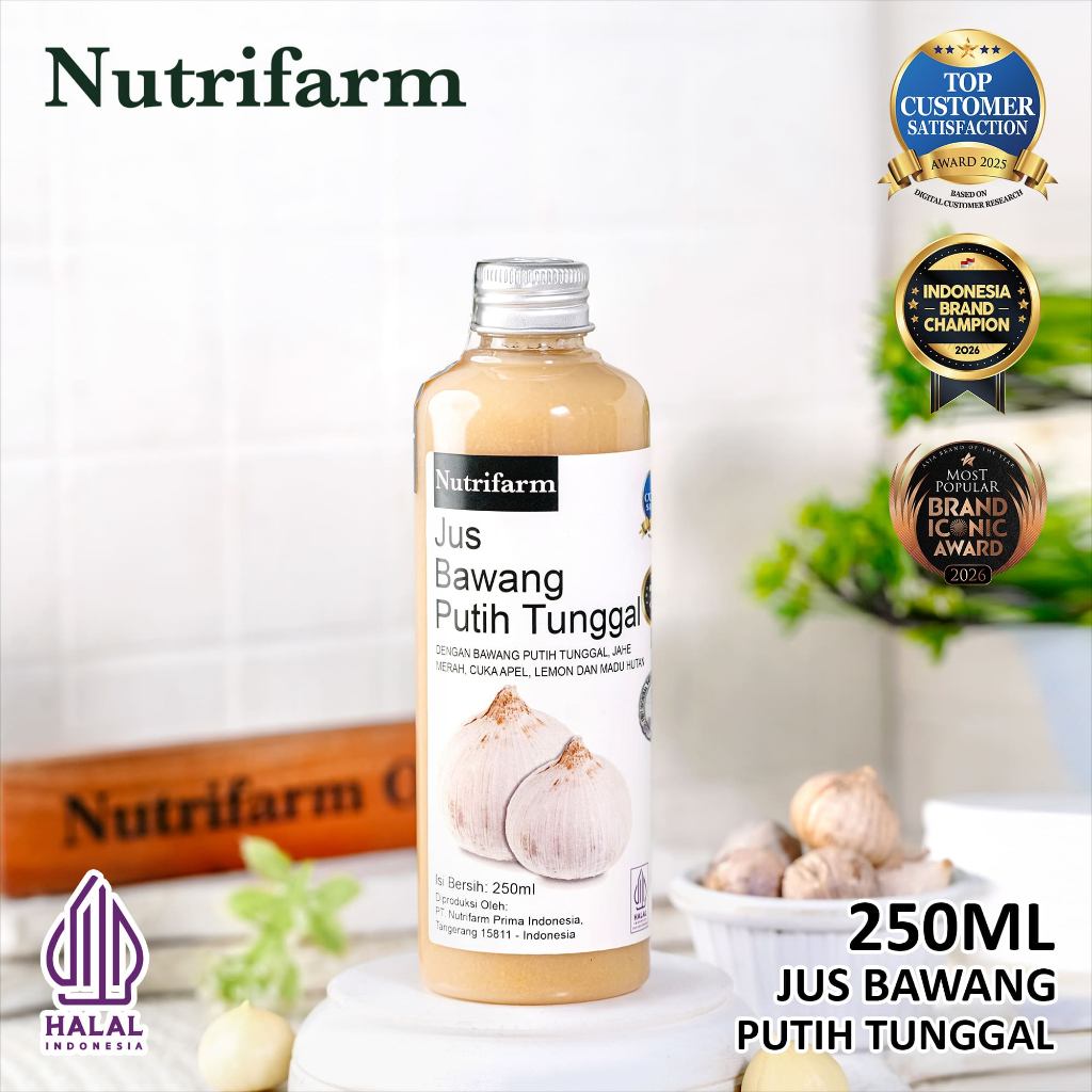 Nutrifarm Jus Bawang Putih Tunggal 250 ml Cuka Apel Sari Lemon Madu Hutan