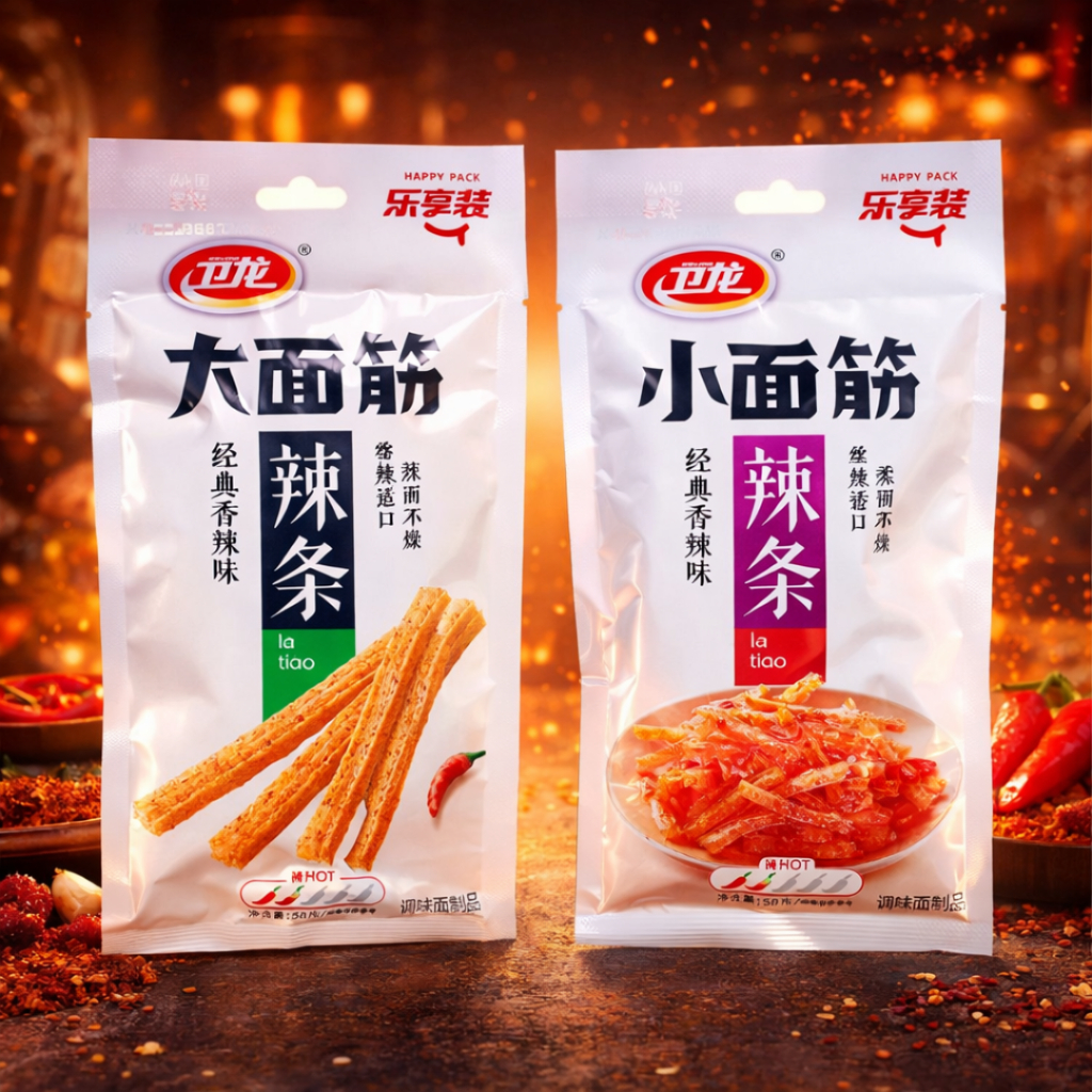 Weilong Spicy Latiao Strip Pedas Small Big Untuk Semua Usia bisa langsung di makan dan praktis dibaw