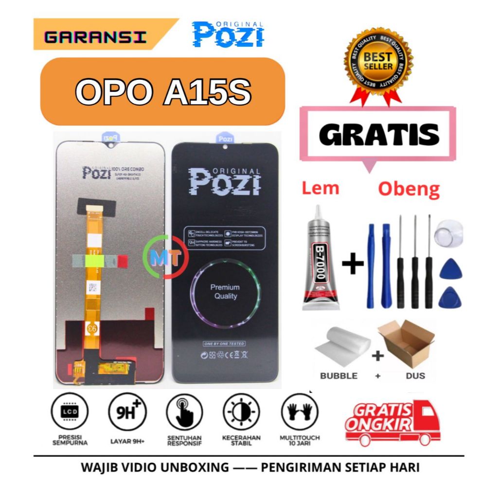 [POZI] LCD OPPO A15S OriginaL 100% Touchscreen Fullset || Gratis Lem + Obeng > COD