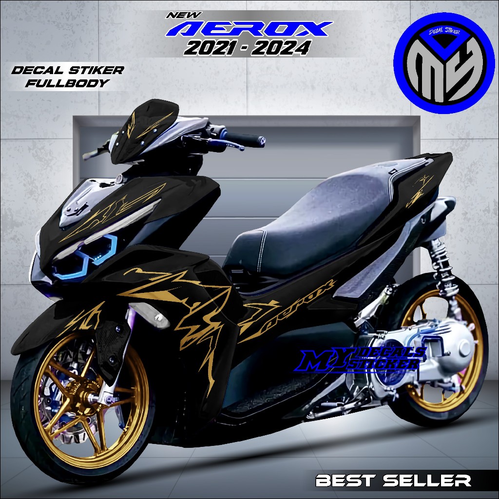 PROMO Decal Aerox 155 Connected 2021-2024 Sticker Motor All New Aerox 155 Motif Vietnam Keren Hitam