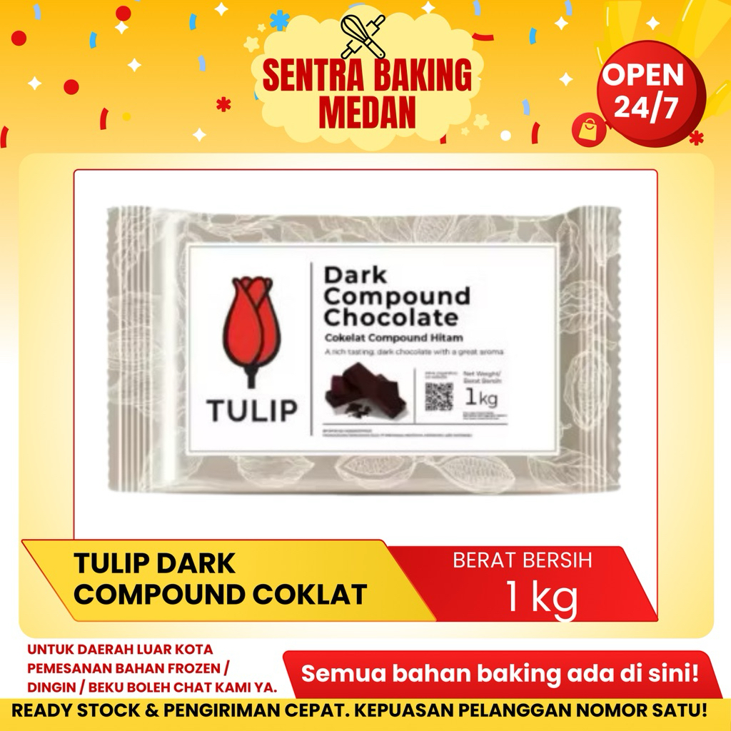 TULIP DARK COKLAT COMPOUND 1kg / TULIP DCC / DARK COMPOUND CHOCOLATE
