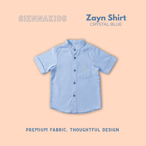 Sienna Kids - Zayn Crystal Blue Shirt | Kemeja Anak Laki-Laki Lucu Nyaman Bordir Premium Katun