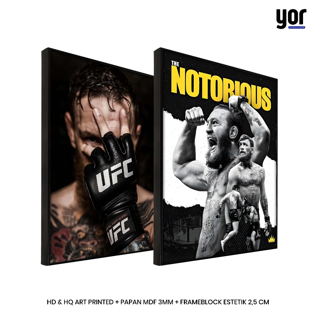 Yordecor Poster Conor McGregor Bingkai Frameblock - Dekorasi Ruangan Tema UFC