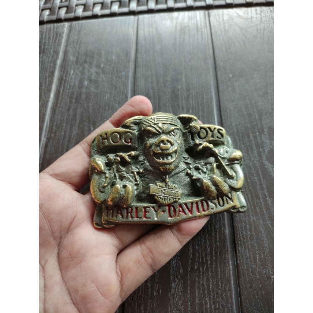 Vintage belt buckle kepala gesper ikat pinggang sabuk Baron 1991 Harley Davidson USA