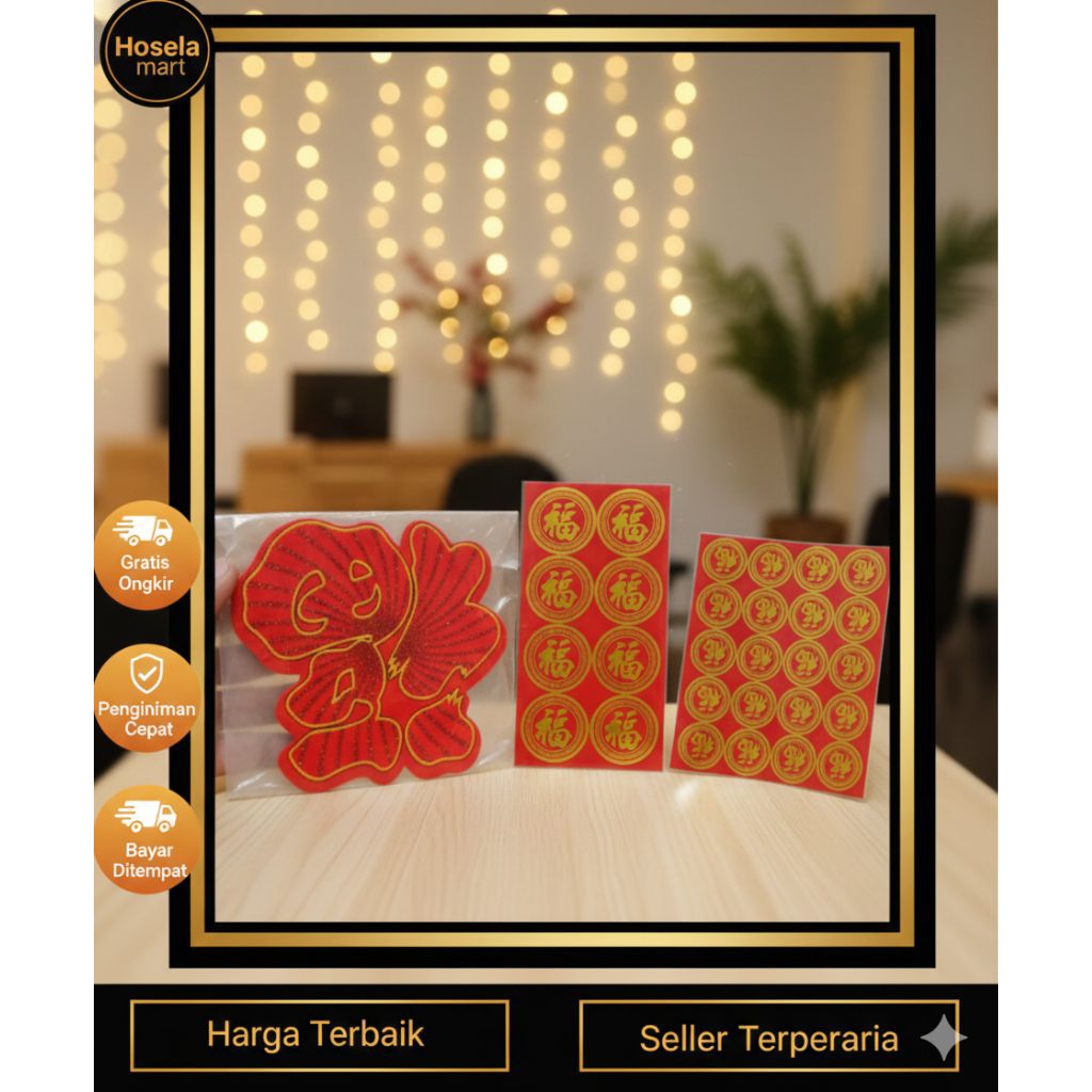 Sticker Tempelan Fu Fuk Stiker Fuk Hoki Rejeki Sticker Imlek Tempelan Kue Aksesoris Imlek Sincia l s