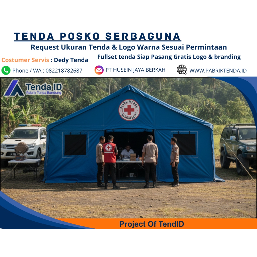 Tenda Posko Serbaguna 4x6 – Tenda Bantuan Darurat & Kesehatan PMI Kapasitas 15-Orang