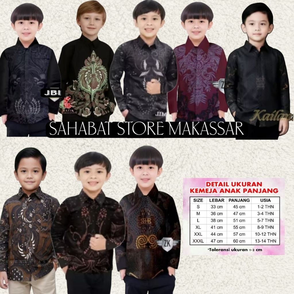 Batik Anak pria lengan panjang keren