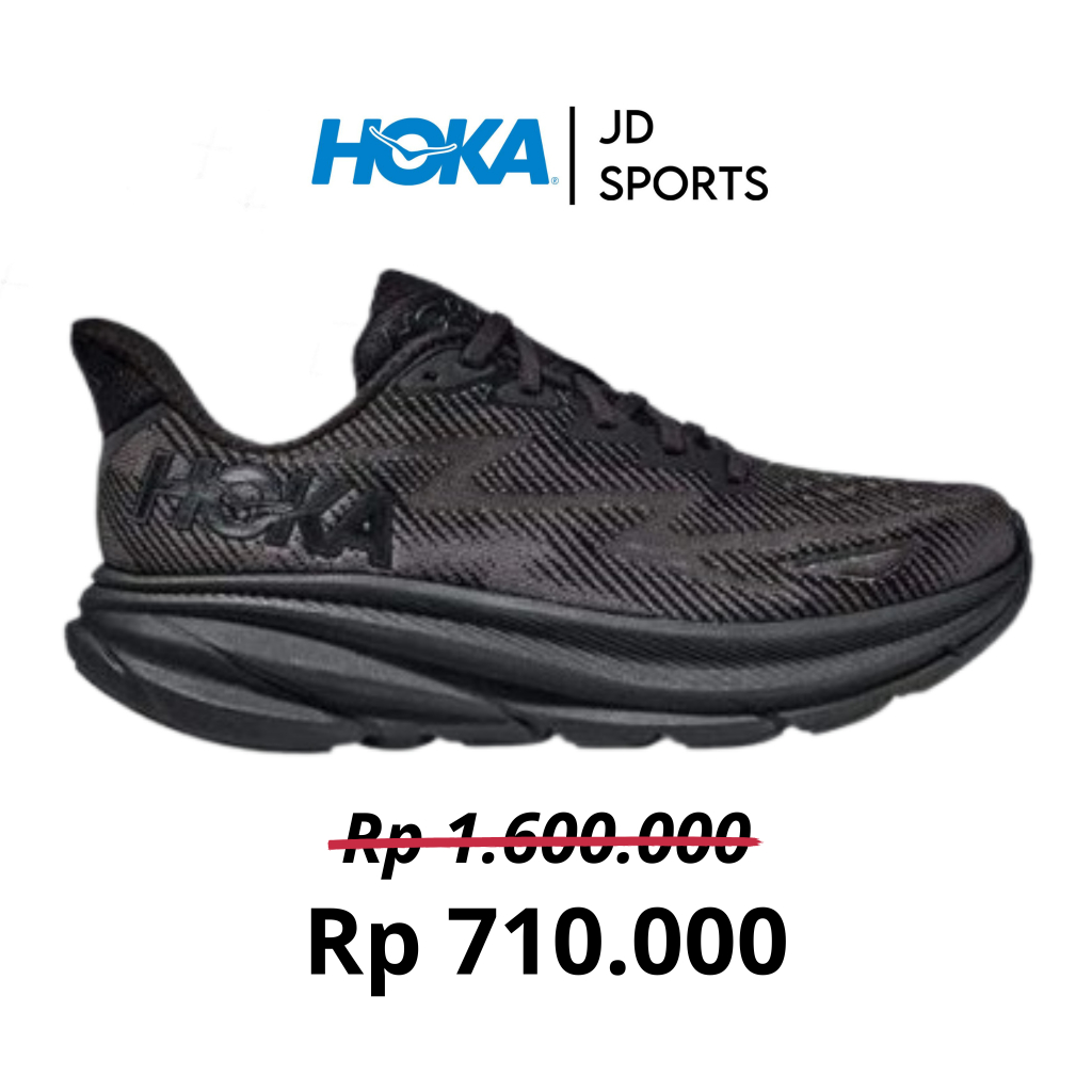 Sepatu Lari Clifton 9 Full Black Running Shoes