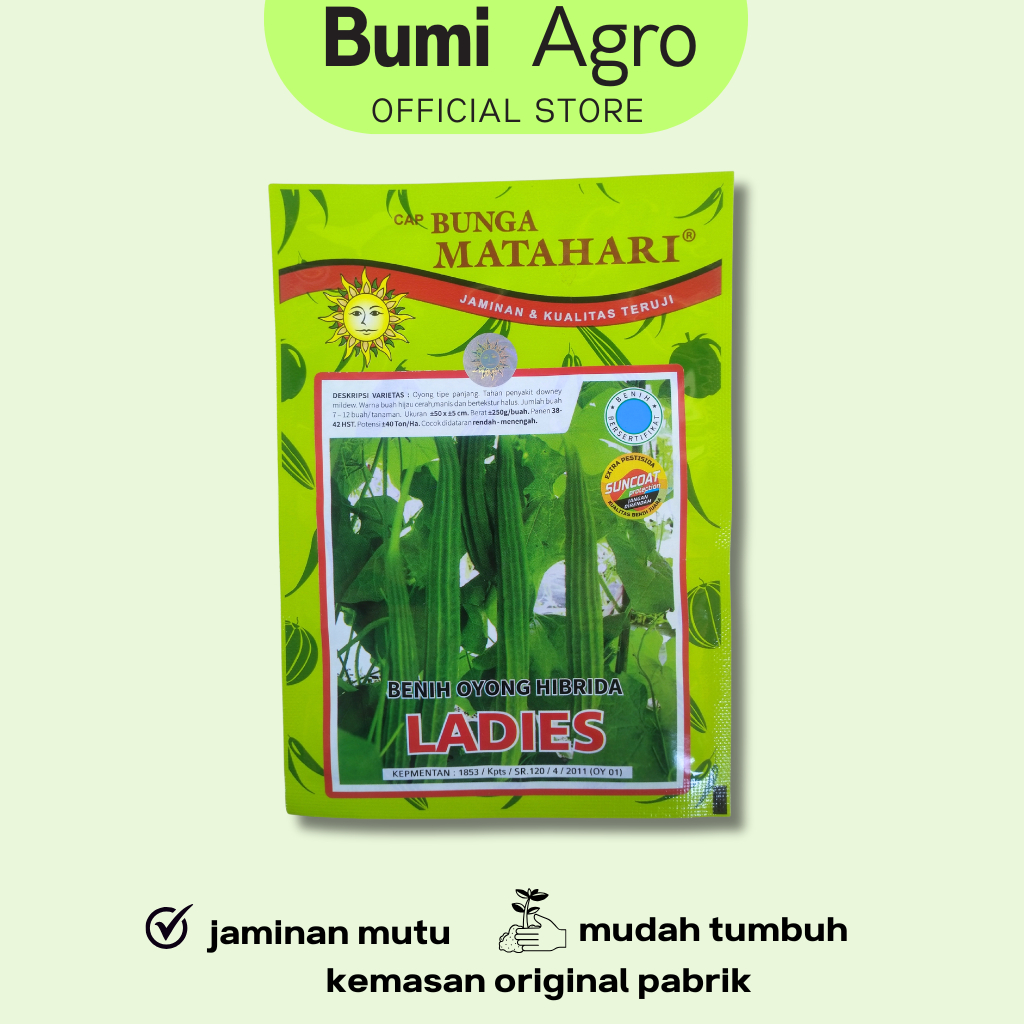 Benih Gambas Oyong LADIES 10 gram Asli Cap Bunga Matahari Manis & Tekstur Halus