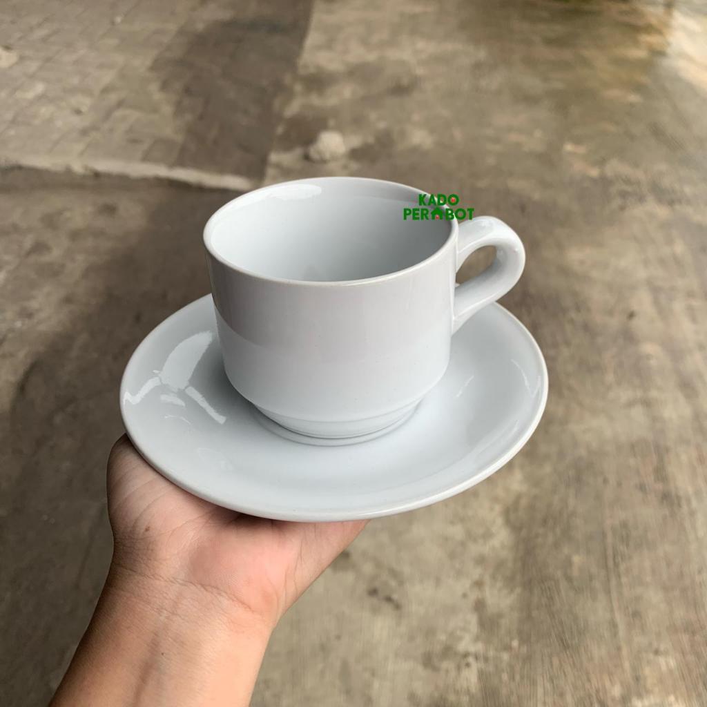 Kado Cangkir Keramik Putih Polos Set Isi 6 - Cangkir Cantik - Cangkir Keramik Motif Polos - Tea Set