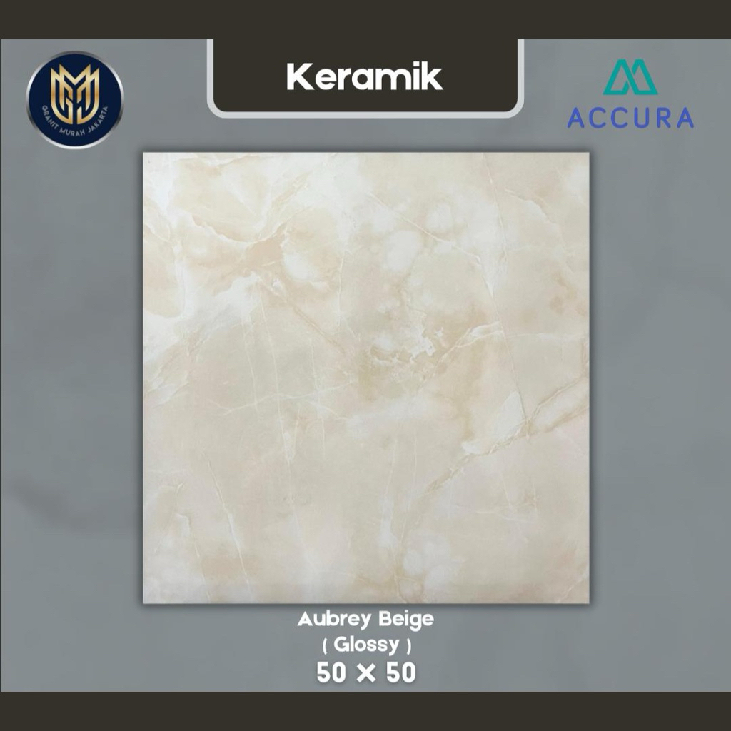 Keramik lantai 50x50 aubrey beige glossy - mulia accura