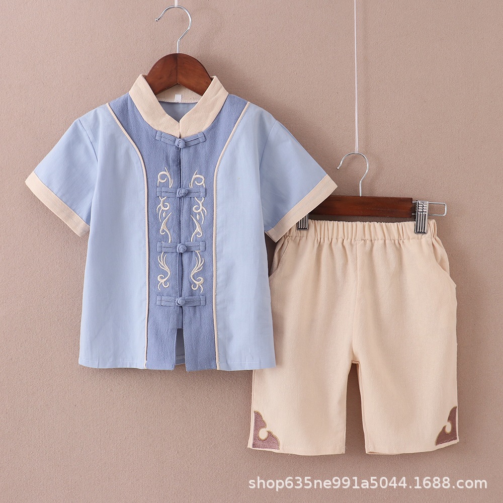 Setelan Cheongsam Anak Laki-Laki Hanfu Tradisional CNY Imlek 3-8 Tahun