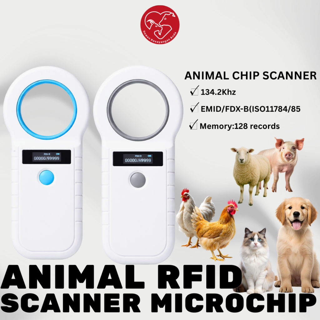 Scanner Microchip Hewan FDX-B 134.2Khz RFID animal microchip reader