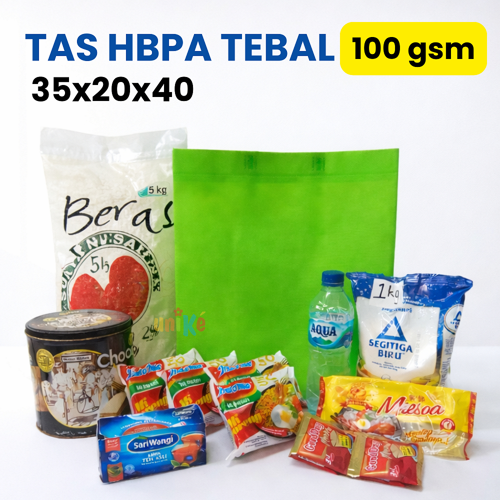 Tas SPUNBOND Goodie Bag POLOS Uk 35x20x40 Press Alas JUMBO Bingkisan sembako Parcell Lebaran HBPA