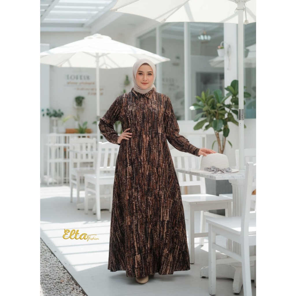 Gamis Motif Abstrak Rayon Premium - Gamis Rayon Murah Adem Nyaman Dipakai