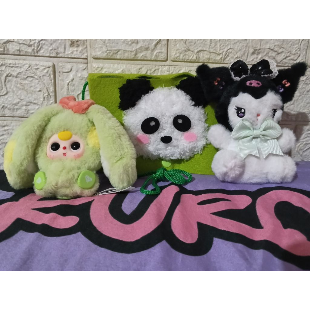 baby three Alice town ori + tas flanel panda+ kuromi