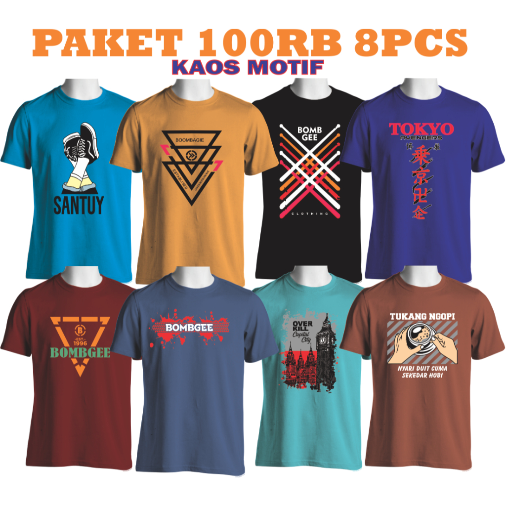 100RB DAPAT 7PCS KAOS MOTIF