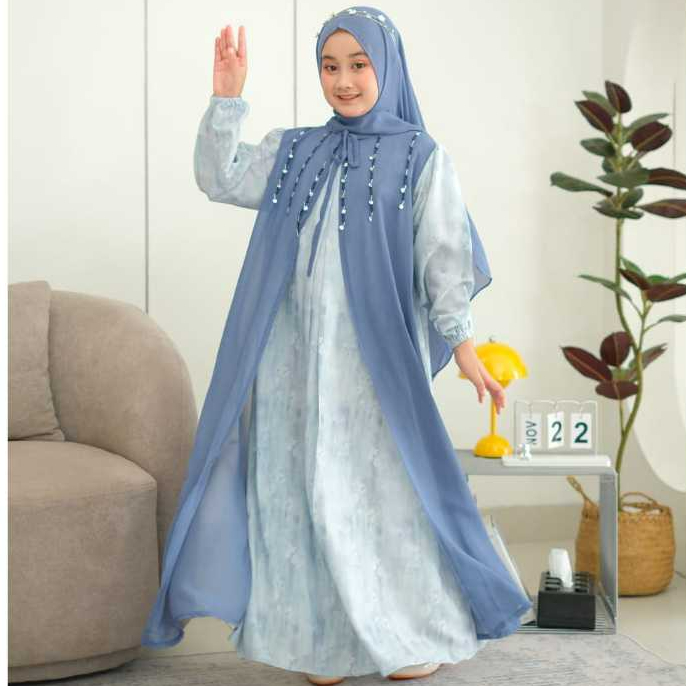 Hijrah Senandung Dress Kids Gamis Anak Armani Silk Gamis Anak Motif AH044