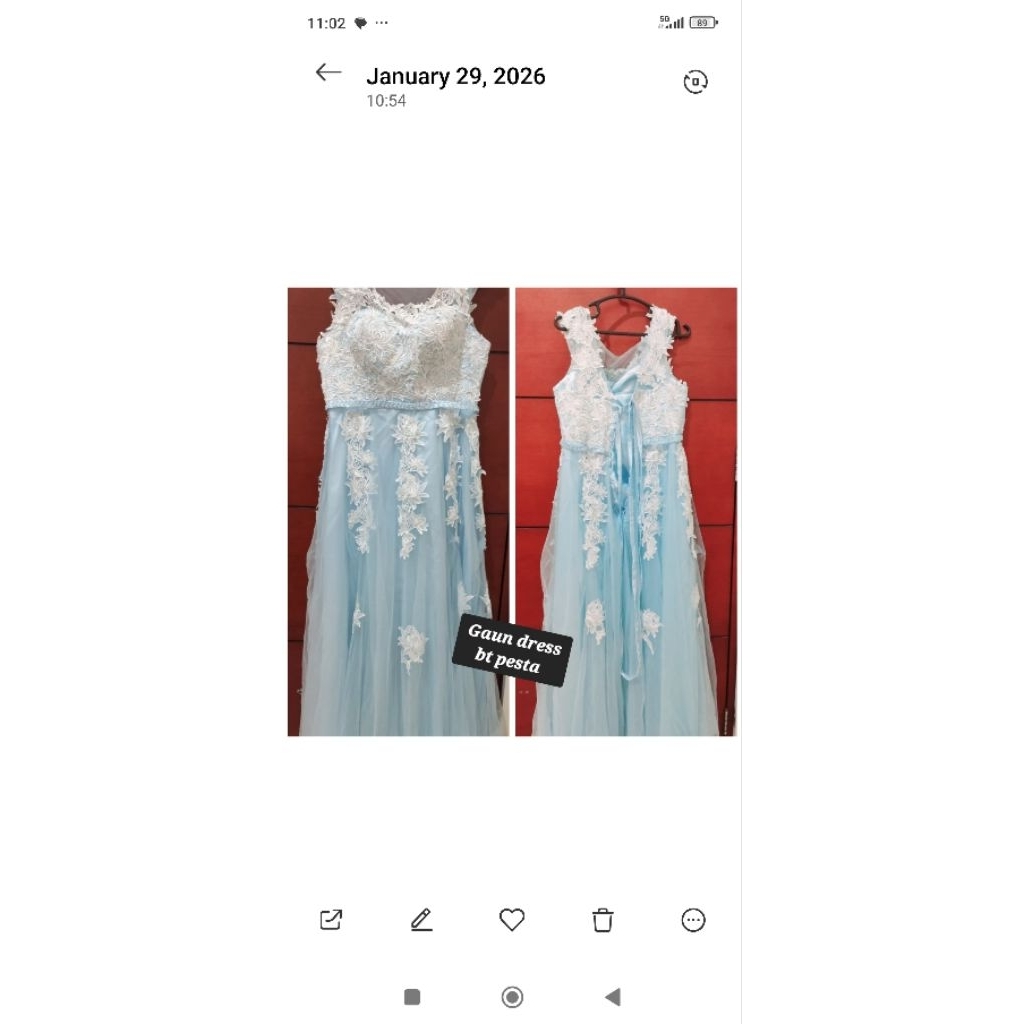 GAUN PESTA warna Blue soft/Biru muda