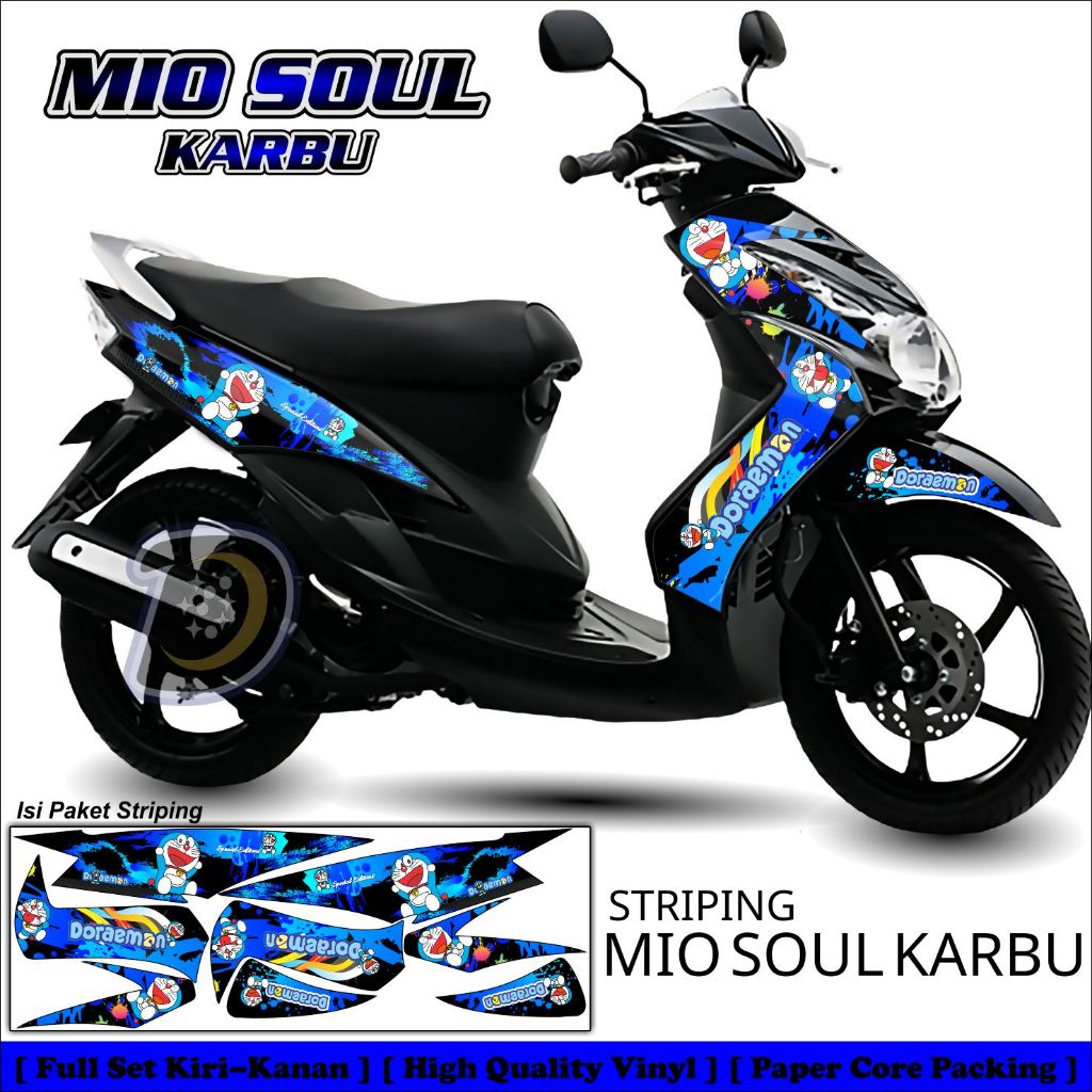 Striping Mio Soul Karbu Stiker Variasi Motor Mio Soul Karbu Striping Yamaha Mio Soul Karbu Doraemon