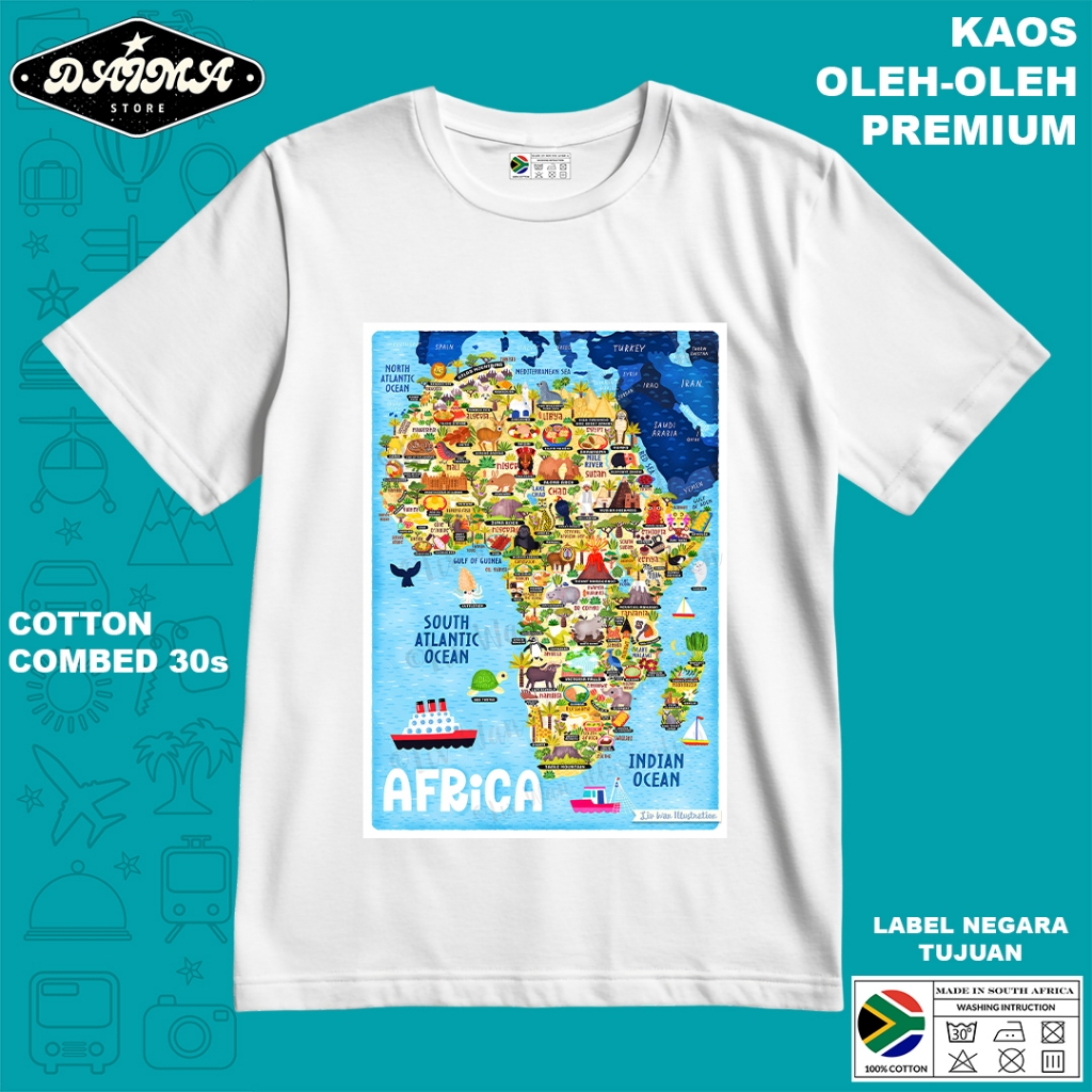 KAOS OLEH OLEH AFRIKA 12 PAKAI TAG LABEL AFRIKA ASLI BAJU SOUVENIR PREMIUM GIFT
