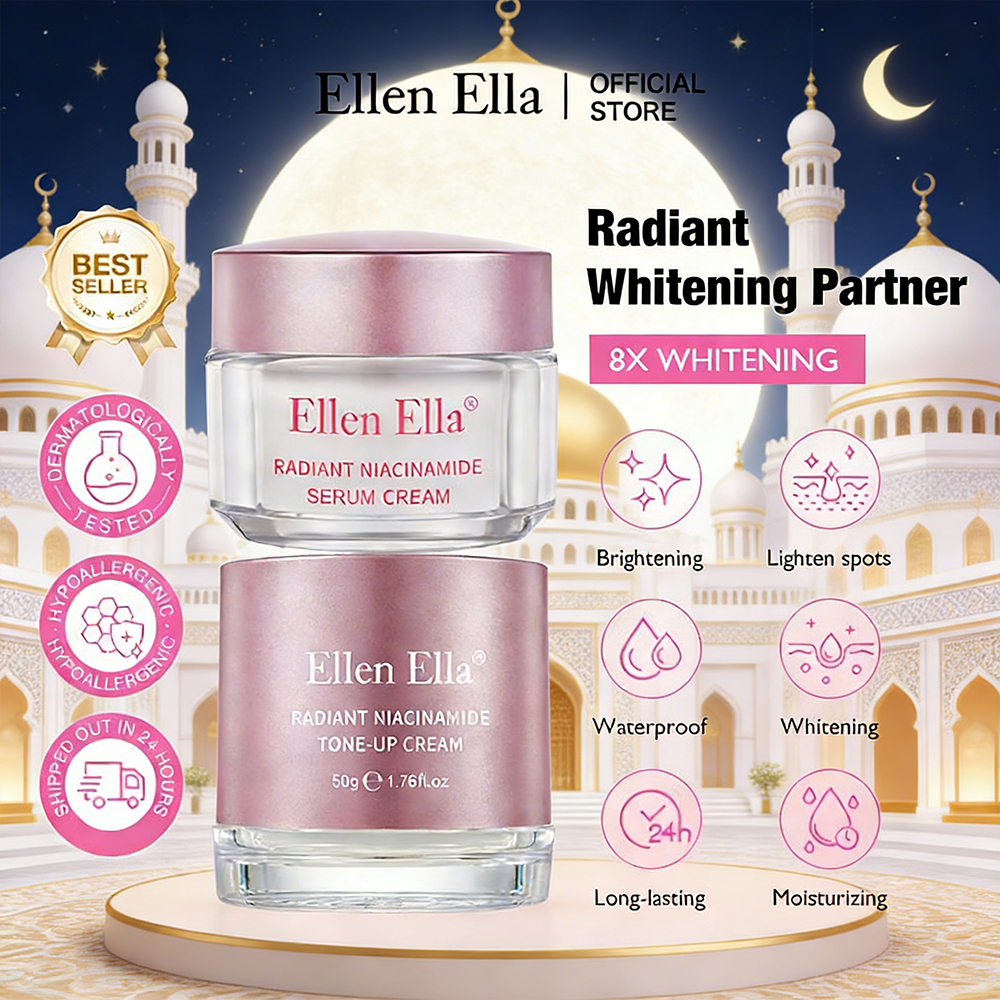 ELLEN ELLA Mitra Pemutih Bercahaya moisturizer 30g + Tone Up Cream 50g niacinamide krim wajah pemuti
