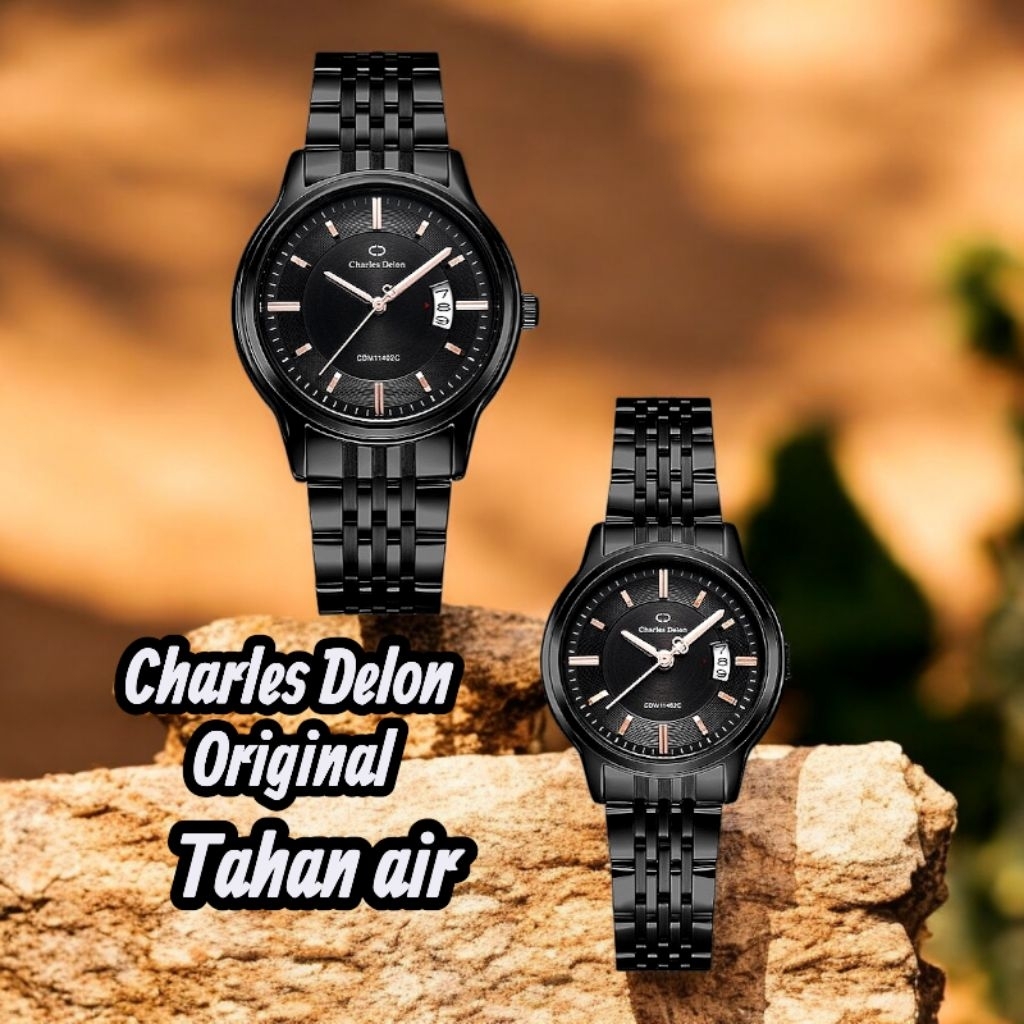 Jam Tangan Charles Delon 1142C Cauple Rantai Stainless Stell