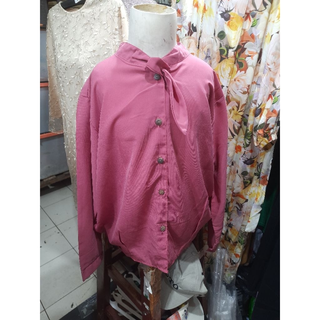 JUAL BLUES ATASAN WANITA WARNA PINK TUA AGAK KE SALEM