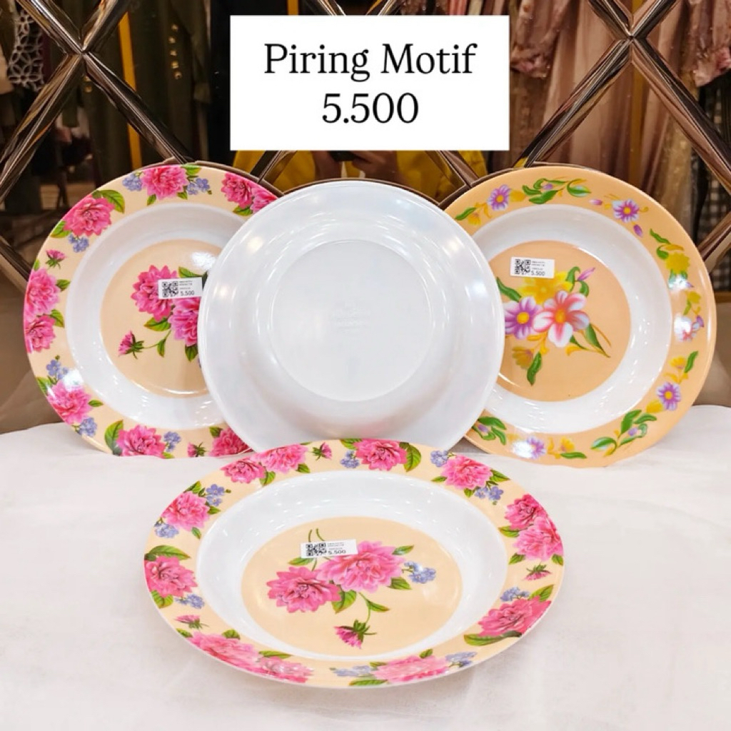 Piring Plastik Cantik Motif Bunga / Piring Makan Tebal