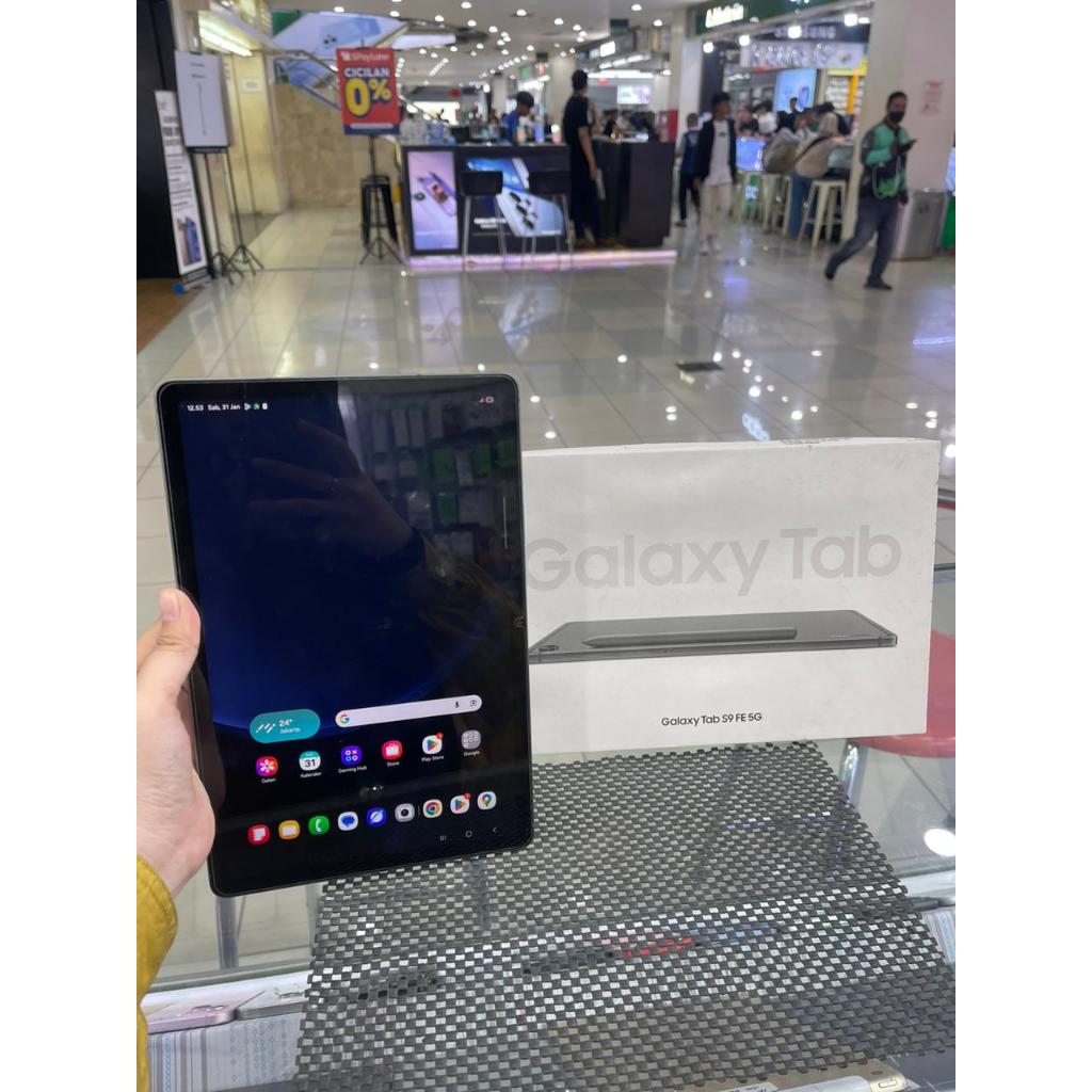 SAMSUNG GALAXY TAB S9 FE 5G 6/128GB CELL CELLULAR SECOND FULLSET TABLET SEKEN BEKAS