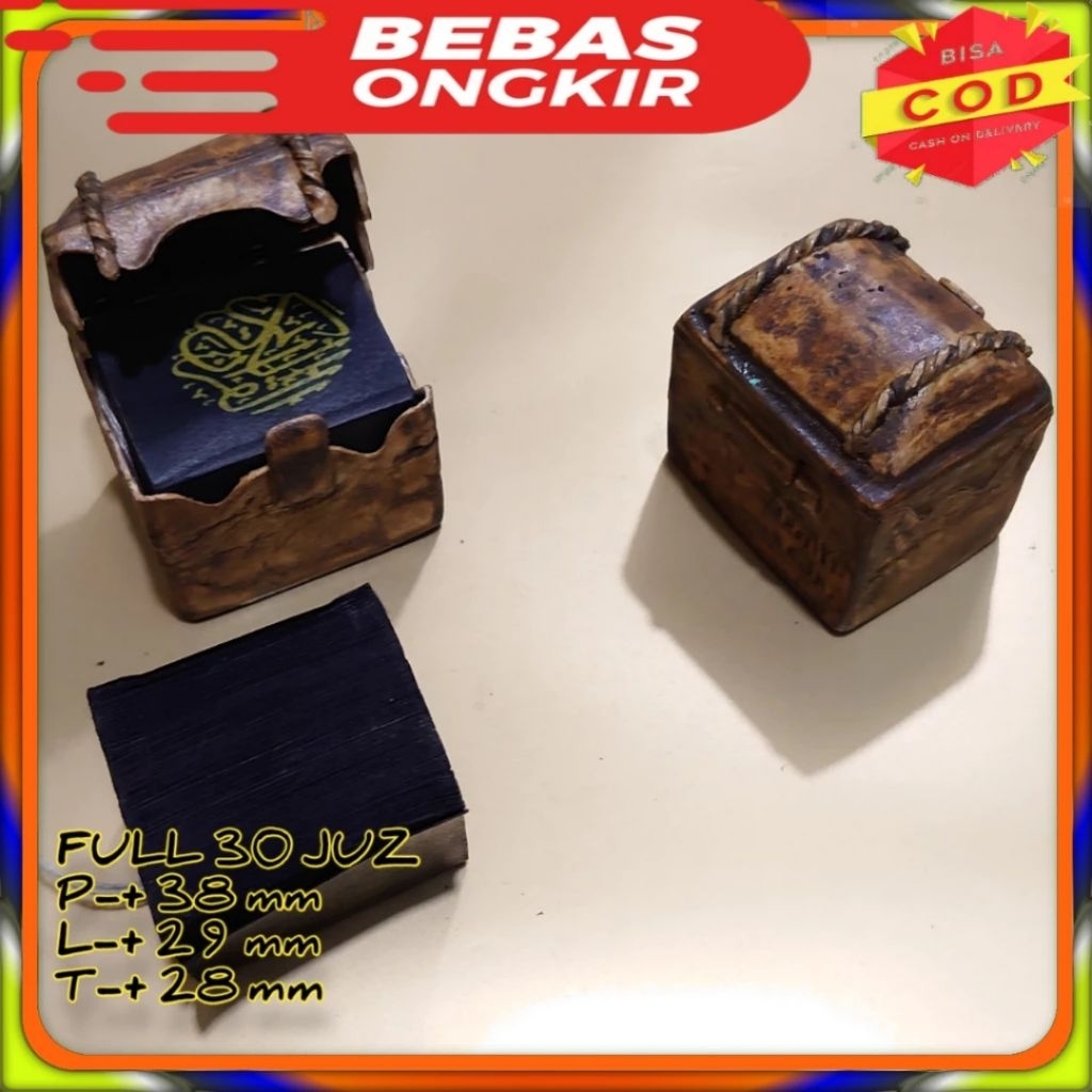 (COD) stambul AL QURA'N 30 juz hitam tinta emas walyatalatthof merah wadah antik