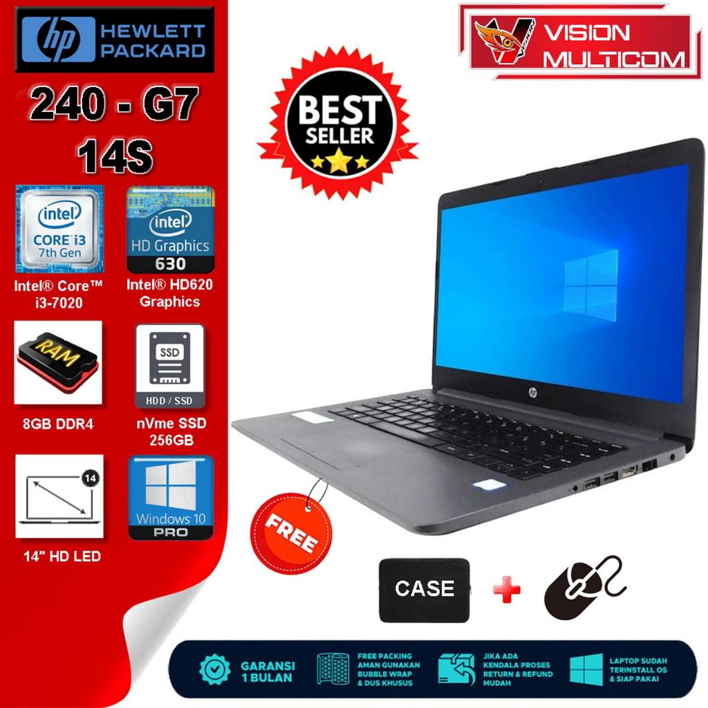 Laptop HP 240 / 14S Core i3 Gen 7 | 8GB / nVme 256GB | 14" HD LED