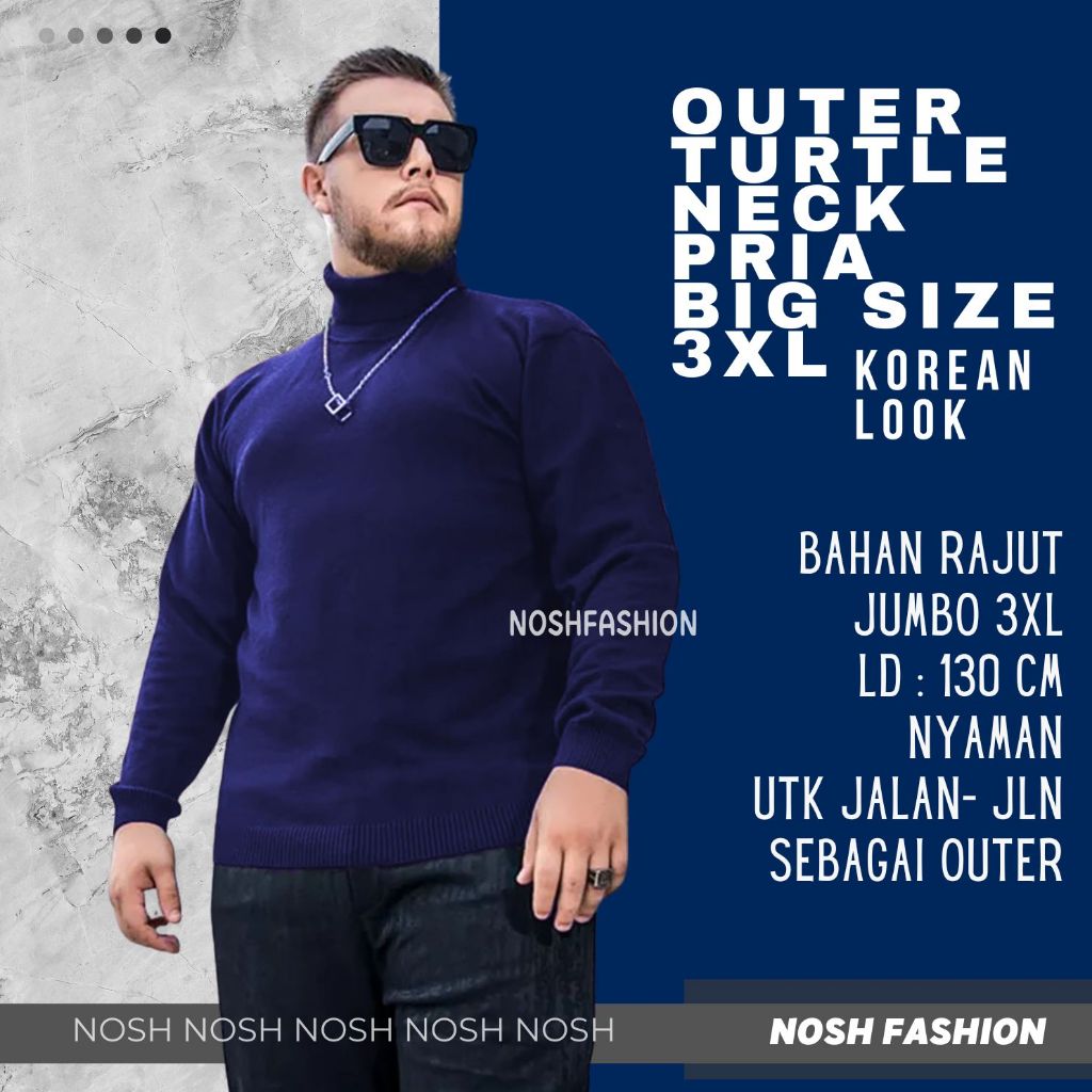 Sweater Rajut pria Jumbo terbaru Big Size Outer Rajut JUMBO Size / Turtleneck Pria Big Size Korea