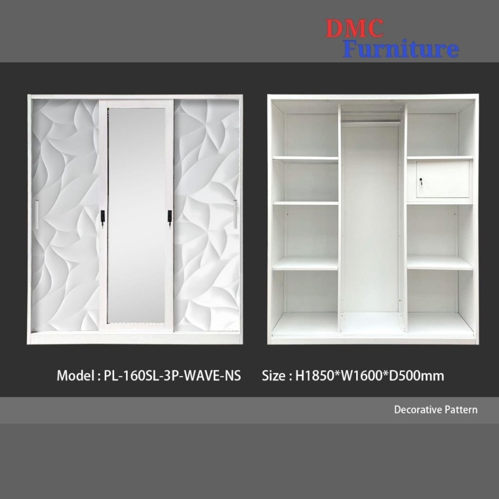 lemari pakaian 3 pintu sliding lacilemari baju 3pintu geser larmari baju besi 3 pintu kaca laci