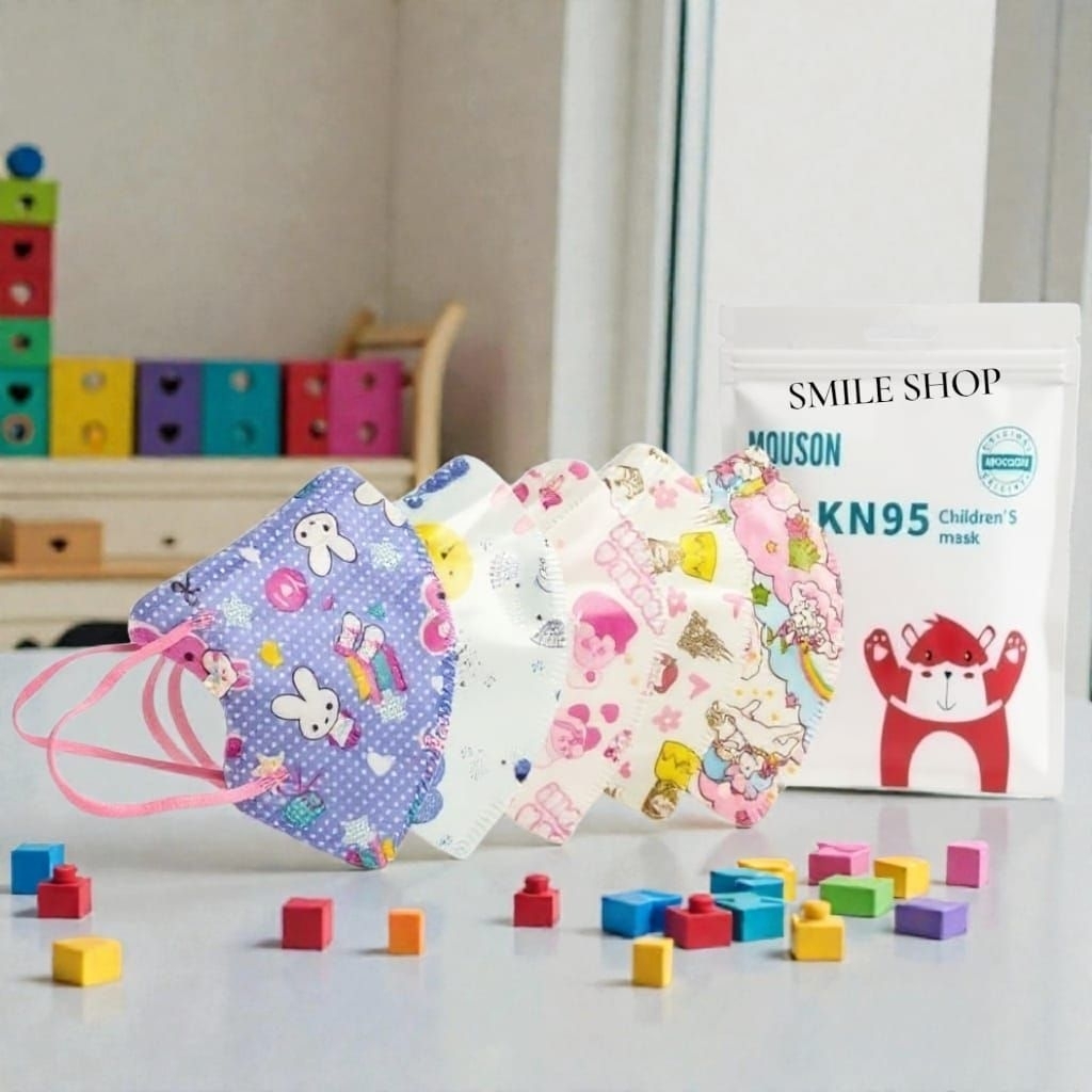 MASKER KN95 Mouson Kids Motif Isi 5pack 50pcs Usia 4-12 thn