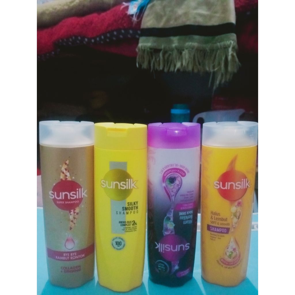 Bazar Shampoo Sunsilk 160ml tersedia 4 varian, kuning, oren, gold, ungu - Lembut & Harum, Argan Oil,
