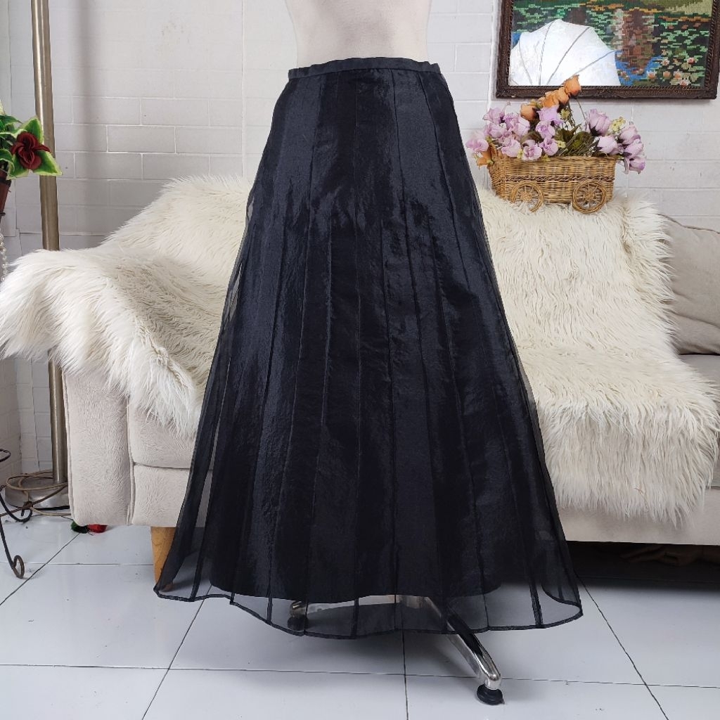 rok panjang organza rok hitam organza rok rempel organza rok megar maxi skirt
