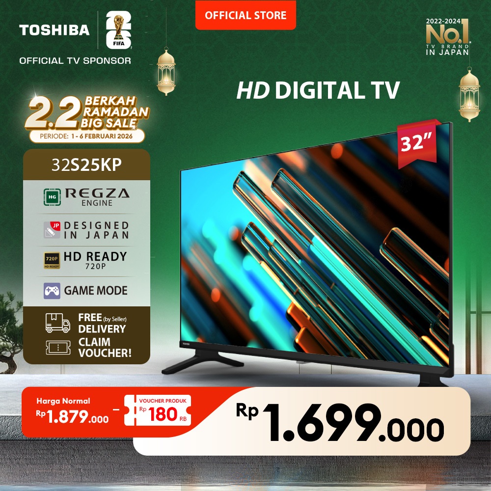 [HD Digital TV] Toshiba TV 32" HD Digital TV - Dolby Audio Regza Game Mode HDMI USB - 32S25KP
