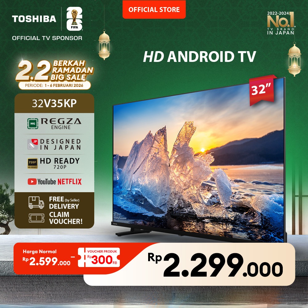 [HD Android TV] [FREE BRACKET] Toshiba TV 32" HD Android TV - Google Assistant Netflix Disney+ Youtu