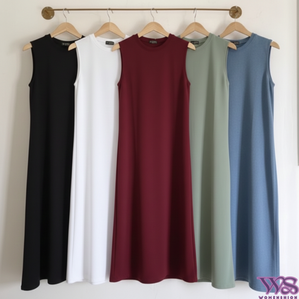 WOMENSHION INNER DRESS KNIT / INNER DRESS BUMIL / INNER RAJUT TANPA LENGAN