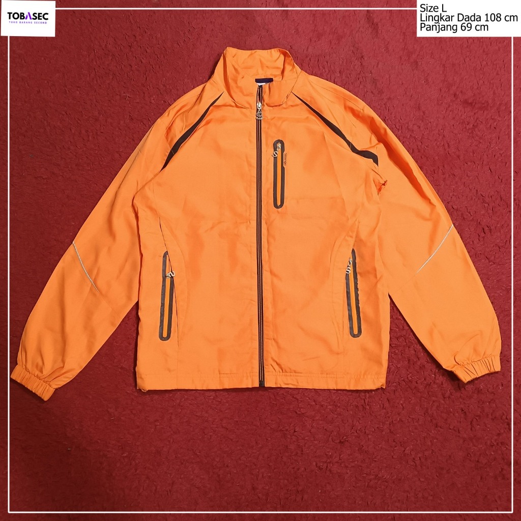 Jacket Windbreaker Slazenger warna orange waterproof Size L