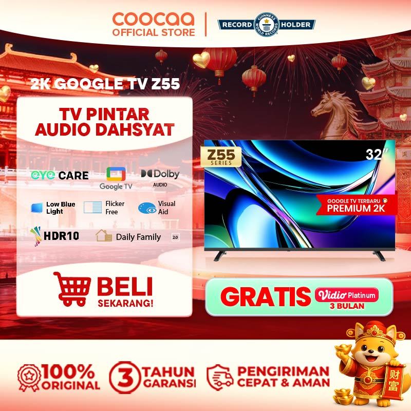 [TERBARU] COOCAA TV 32 inch Z55 - Google TV - Eye Care 5.0 - Dolby Audio - HDR10 -  (COOCAA 32Z55)