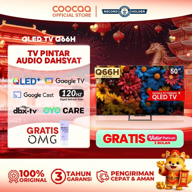 TERBARU COOCAA TV 50 inch Q66H - 4K QLED+ - Google TV - S AI Engine - MEMC - 120Hz Motion - dbx-tv -