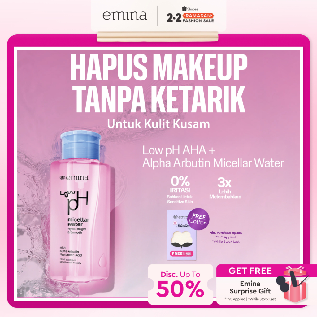 Emina Low pH Micellar Water Complete Series - Kering dan Kusam, Berminyak dan Berjerawat, Kulit Sens