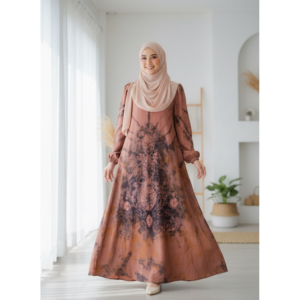 GAMIS DRESS MAXY WANITA MOTIF SASIRANGAN G007