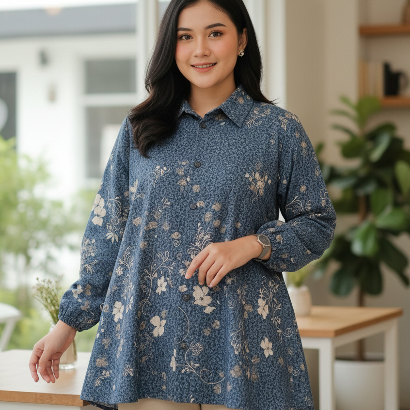 BLOUSE JUMBO LD118/ TUNIC WANITA JUMBO/ ATASAN WANITA JUMBO/ TUNIK MOTIF BUNGA/ ATASAN MOTIF BUNGA