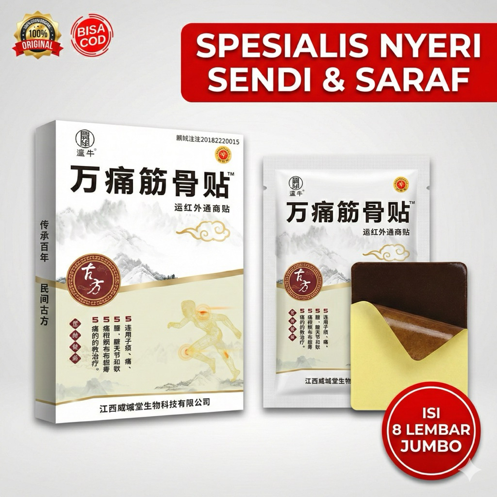 Wan Tong Koyo Herbal Cina Plester Nyeri Tulang & Otot - Obat Tempel Saraf Kejepit Sakit Leher Bahu K