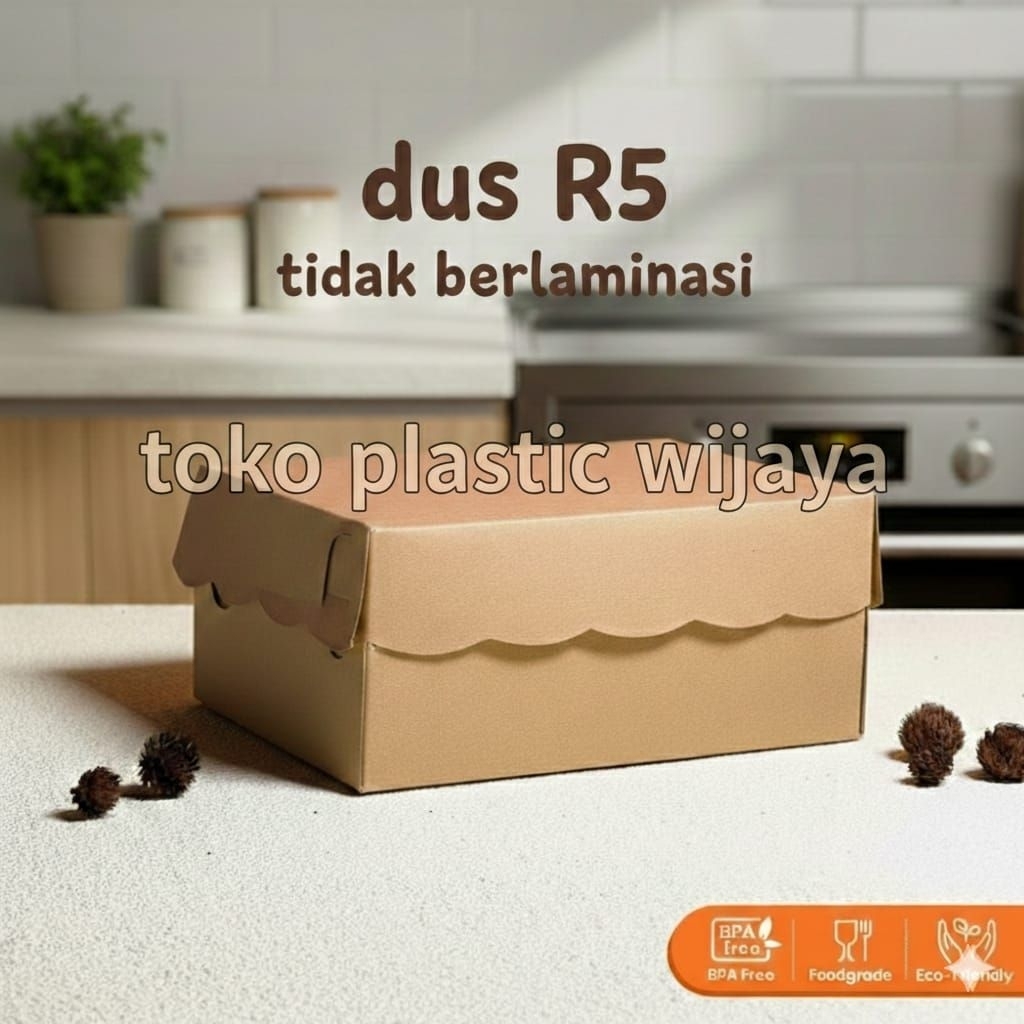 Kardus kue R5 Coklat / Snack Box R5 Renda