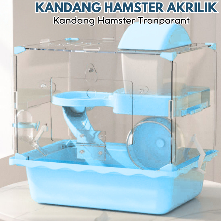 Kandang Hamster Akrilik 2 Tingkat Lengkap Transparan